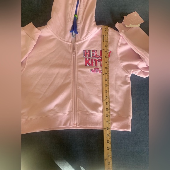 Womens Hello Kitty Pink Long Sleeve Hooded Full Zip Cropped Casual Jacket M - Picture 9 of 9